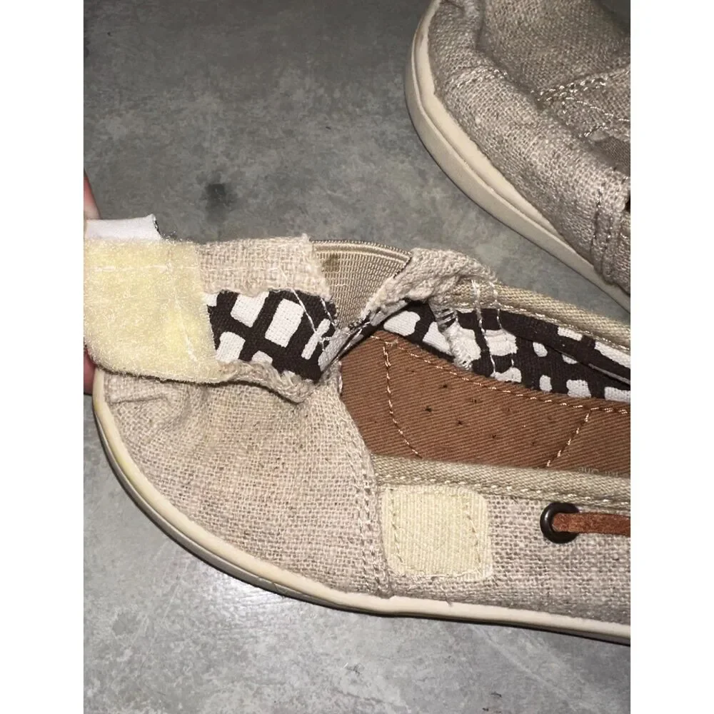 Toddler‎ TOMS Tiny Bimini Natural Burlap Canvas Slip On Size T7, Hook and Loop